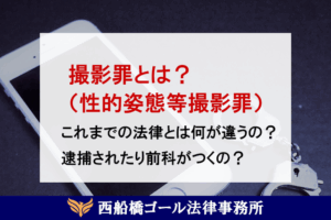 撮影罪（性的姿態等撮影罪）とは？これまでの法律とは何が違うの？逮捕されたり前科がつくの？