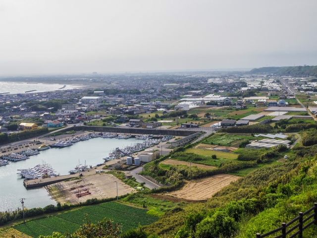 千葉県旭にある飯岡刑部岬展望館からの風景